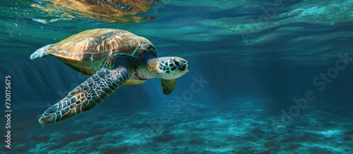 Olive ridley turtle beneath the surface