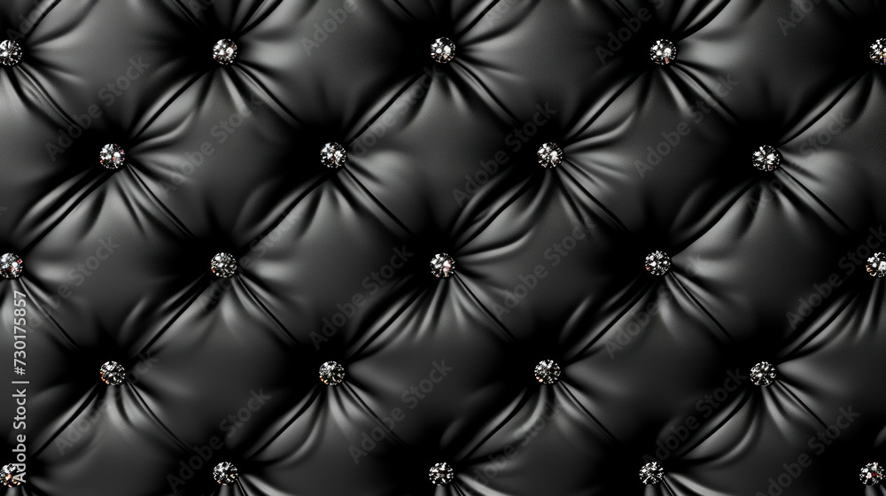 Black Buttoned luxury leather pattern with diamonds and gemstones. Useful as luxury pattern. Black Buttoned luxury leather pattern with diamonds and gemstones. Useful as luxury pattern.