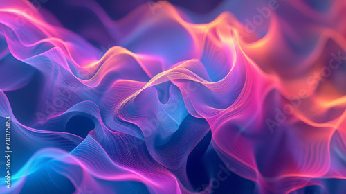 Neon-hued waves gracefully intertwining, casting an enchanting spell in abstract space, a high-definition symphony of color and movement.