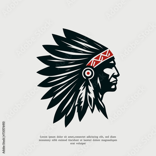 vector silhouette native indian apache logo design illustration