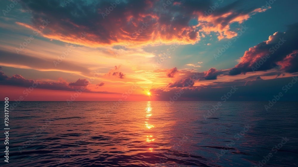 Fototapeta premium Eye catching sunset over sea generated by ai