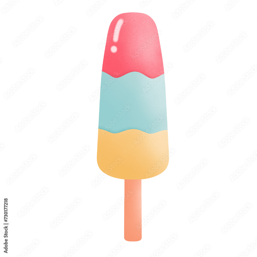 Ice cream on stick. Illustration in cartoon outline style , Happy summer Ice cream on stick. Illustration in cartoon outline style , Happy summer