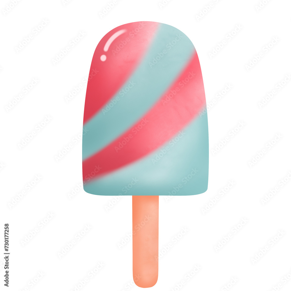 Ice cream on stick. Illustration in cartoon outline style , Happy summer Ice cream on stick. Illustration in cartoon outline style , Happy summer