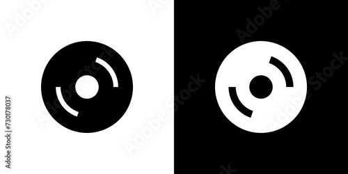 Set of CD disk or vinyl record icons. Sound playback or musician icon. Compact Disc or DVD for recording information. Symbol of music, sound or gramophone. photo