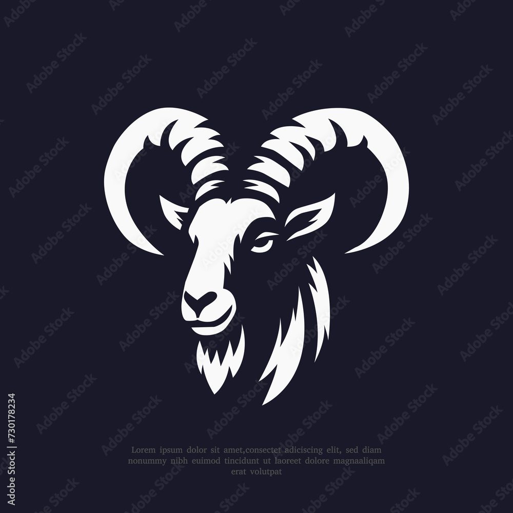 Fototapeta premium vector silhouette goat head logo design illustration