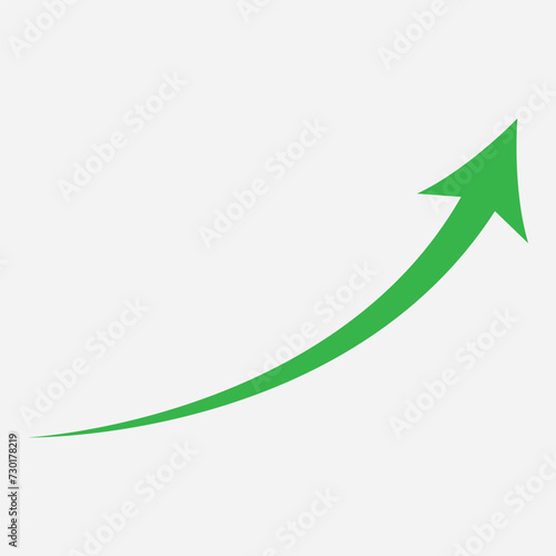 Growing business green arrow on white. Profit arow Vector illustration.Business concept, growing chart. Concept of sales symbol icon with arrow moving up. Economic Arrow With Growing Trend