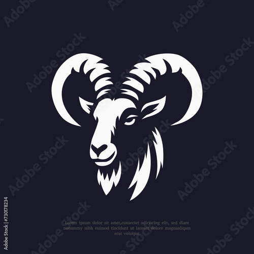 vector silhouette goat head logo design illustration