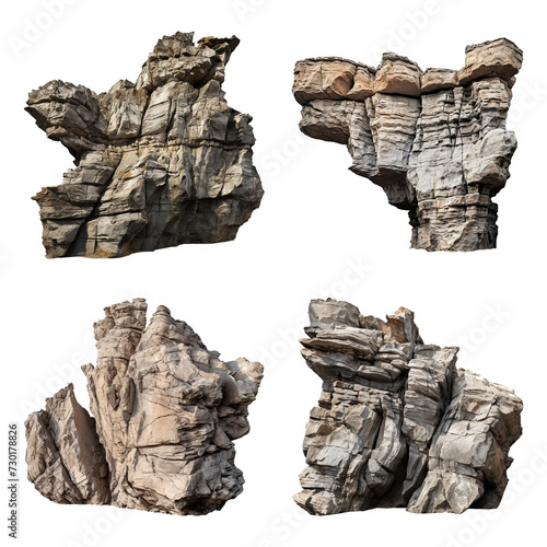 Rock Formation Set Isolated on Transparent Background 