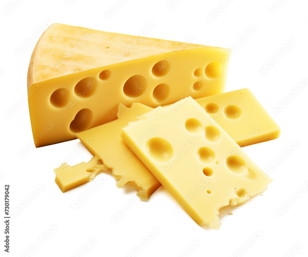 Swiss Cheese Slices Isolated on Transparent Background
