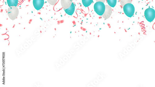 Happy Birthday congratulations banner design with Confetti, Balloons for Party Holiday Background. Vector Illustration EPS10