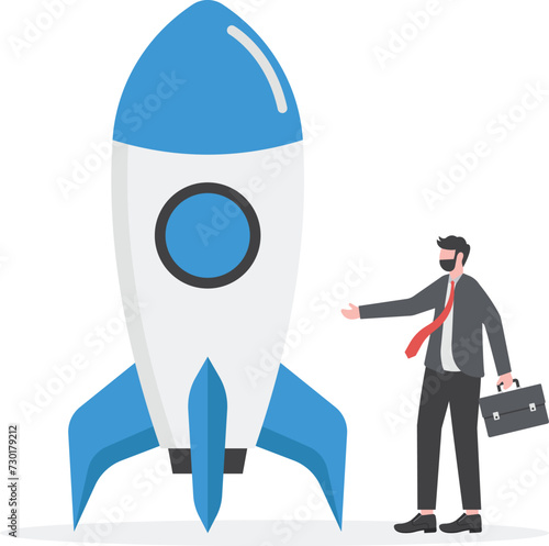 Businessmen set up new businesses. Business start up idea. 

