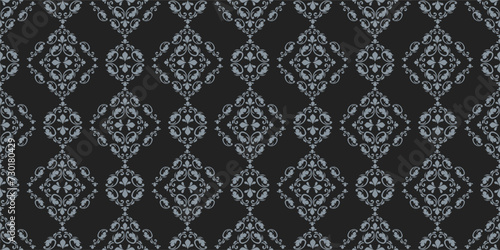 Wallpaper in the style of Baroque. A seamless vector background. gray and black texture