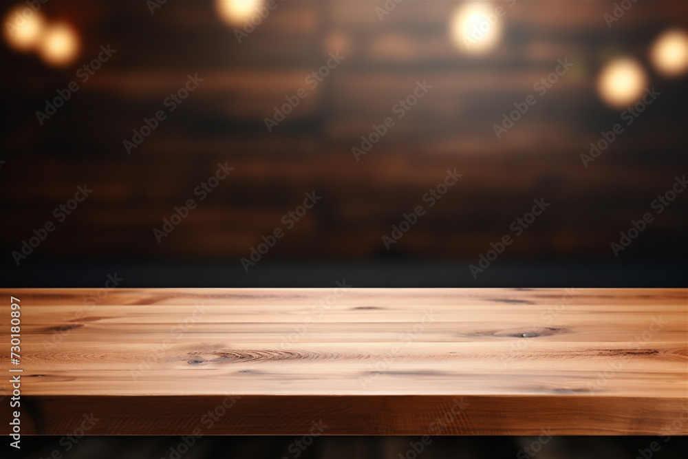 Focused old wooden table in kitchen