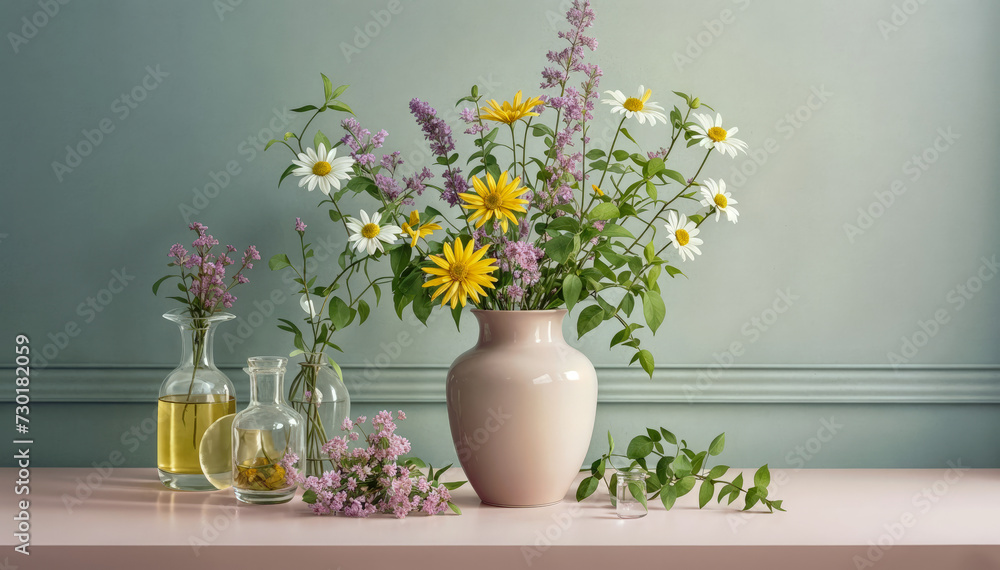 Medicinal flowers and herbs in a vase Medicinal flowers and herbs in a vase