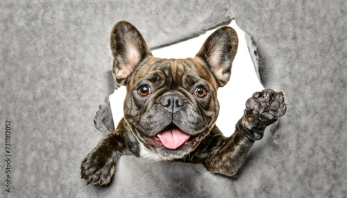 Portrait of cute brindle french bulldog 