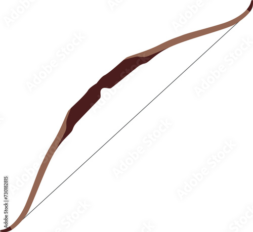 Traditional Hunting Wooden Bow Isolated Icon in Flat Style. Vector Illustration.