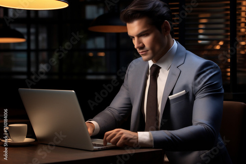 Financial expert office worker in suit working on laptop © Celestial Capture