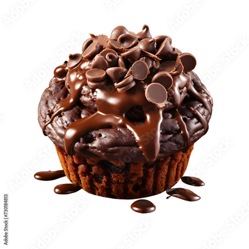 Chocolate cupcake isolated on transparent background