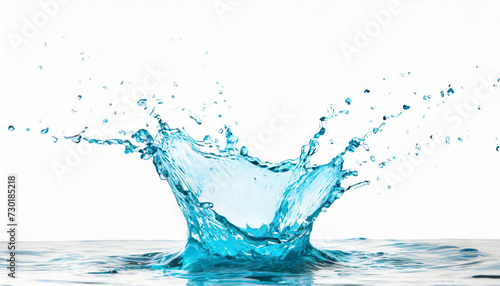 sparks of blue water on a white background