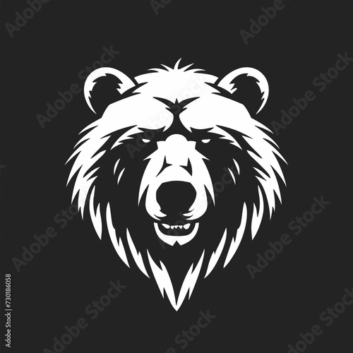 Bear head silhouette, flat logo, no color