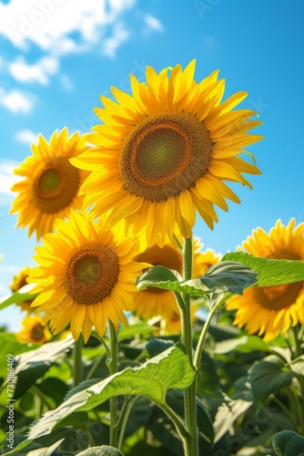 Sunflowers standing tall, their golden faces following the sun's path across the sky