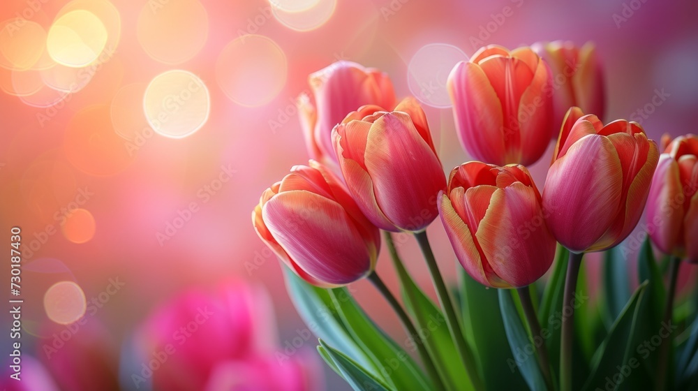 Obraz premium Bold and colorful tulip buds against a bright, spring-themed background exude energy and renewal