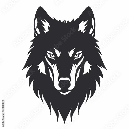 Wolf head silhouette  flat logo  no color