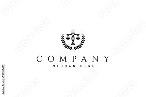 law firm logo. Law office logotype set with scales of justice. Symbol of legal center or legal advocate. Scales of justice icon. with flat design style