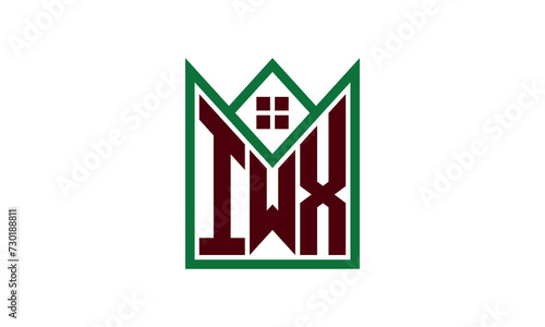 IWX initial letter real estate builders logo design vector. construction ,housing, home marker, property, building, apartment, flat, compartment, business, corporate, house rent, rental, commercial photo