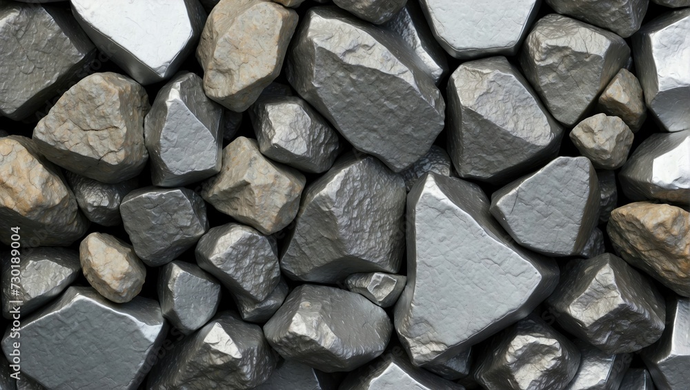 Silver Rocks 4k Image of assorted silver-grey rocks with a matte finish, tightly packed ...