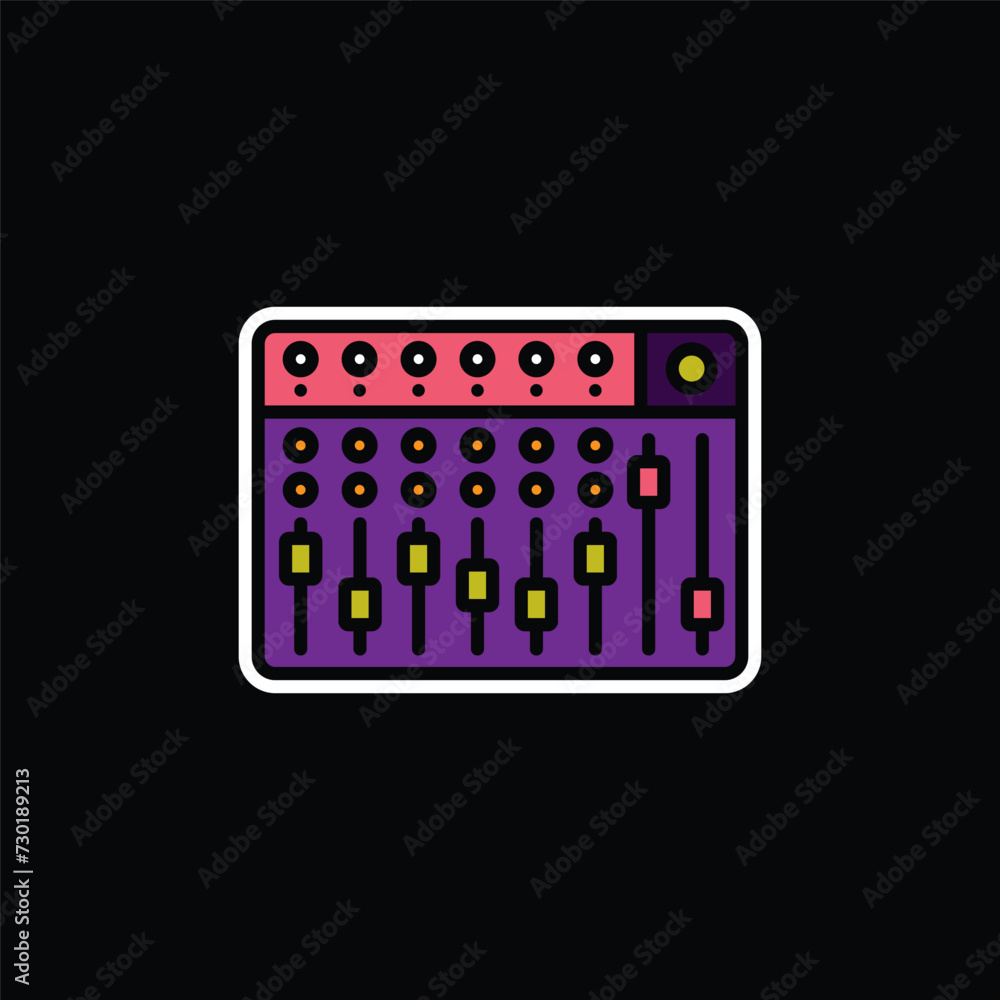 Original vector illustration. The contour icon of the music mixing console. A design element. Original vector illustration. The contour icon of the music mixing console. A design element.