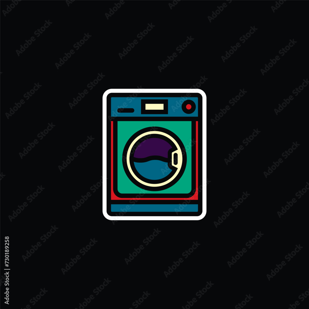 Original vector illustration. A contour icon. Electrical appliance, washing machine. Washer. A design element. Original vector illustration. A contour icon. Electrical appliance, washing machine. Washer. A design element.