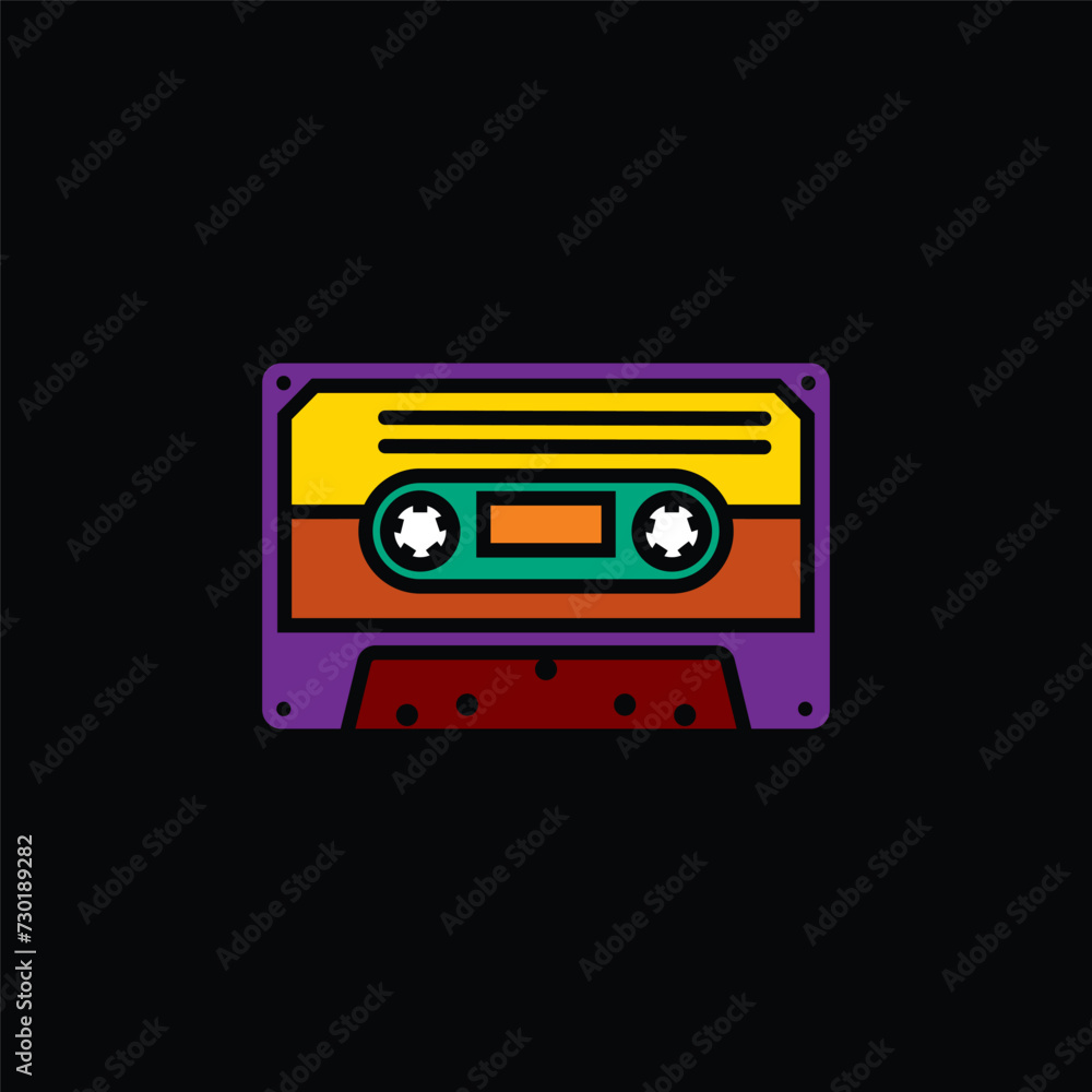 Obraz premium Original vector illustration. The contour icon of a retro audio cassette.