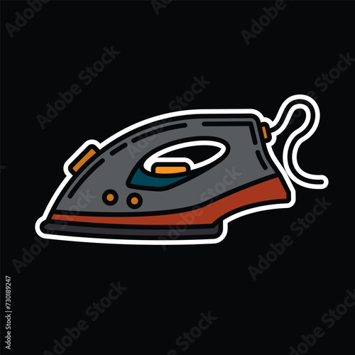 Original vector illustration. A contour icon. An element of household appliances for smoothing wrinkles and wrinkles on clothes. The iron is electric. A design element.