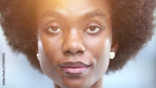 Close up of a Black female face photo