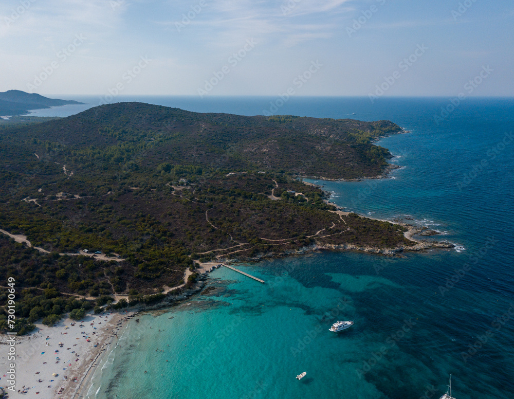 Drone photography of Lotu beach with turquoise waters in Cap Corse Drone photography of Lotu beach with turquoise waters in Cap Corse