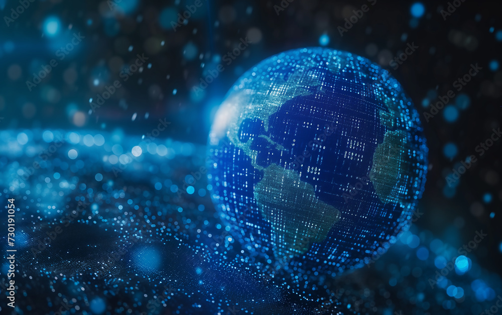 Obraz premium outer space view of planet earth and binary code