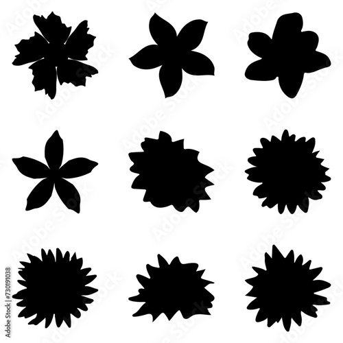 Simple flower icon set. Nature flat design
