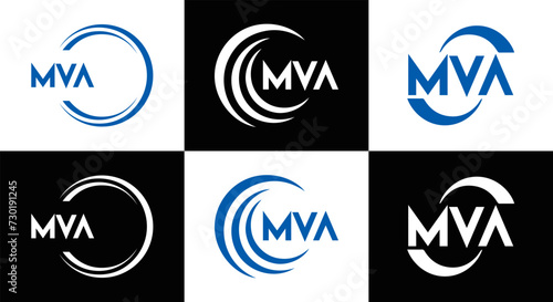 MVA logo. MVA set   M V A design. White MVA letter. MVA  M V A letter logo design. Initial letter MVA letter logo set  linked circle uppercase monogram logo. M V A letter logo vector design.  