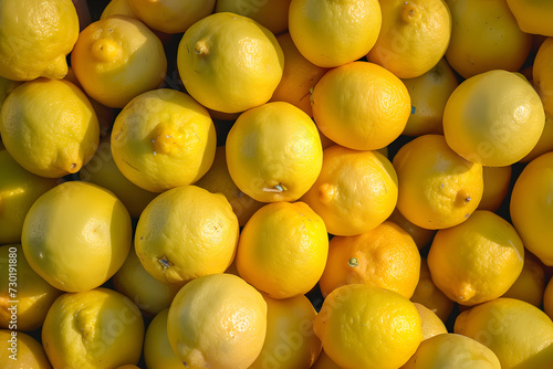 Citrus Bounty  Close-up of Ripe Yellow Lemons Creates a Vibrant Background
