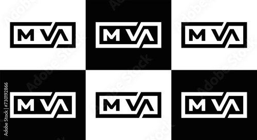 MVA logo. MVA set , M V A design. White MVA letter. MVA, M V A letter logo design. Initial letter MVA letter logo set, linked circle uppercase monogram logo. M V A letter logo vector design.	

