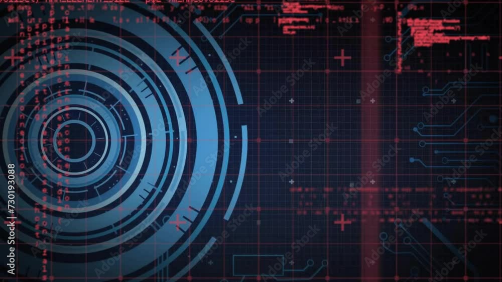 Animation of scope scanning and data processing over dark background Animation of scope scanning and data processing over dark background