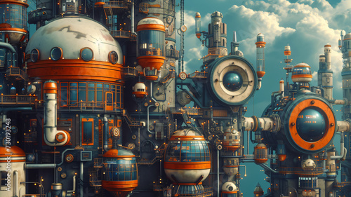 a crazy surreal futuristic world with strange buildings