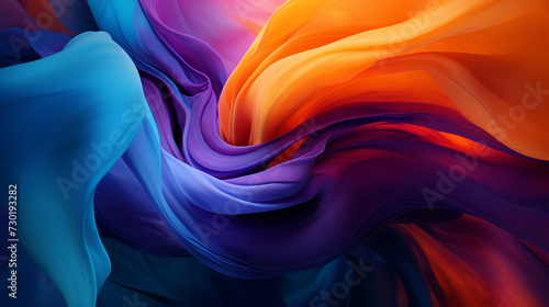Vivid abstract wind painting in Unreal Engine 5 style, with intense hues of blue, orange, and purple.