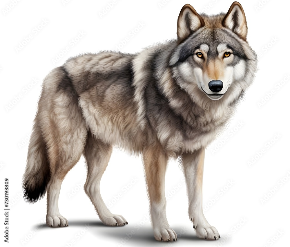 Cute Wolf on White Background