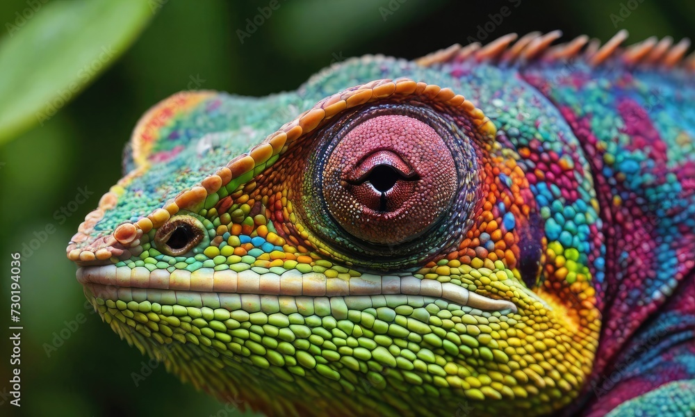 Obraz premium Chameleon Kaleidoscope: A Stunning Macro View of Nature's Living Palette
