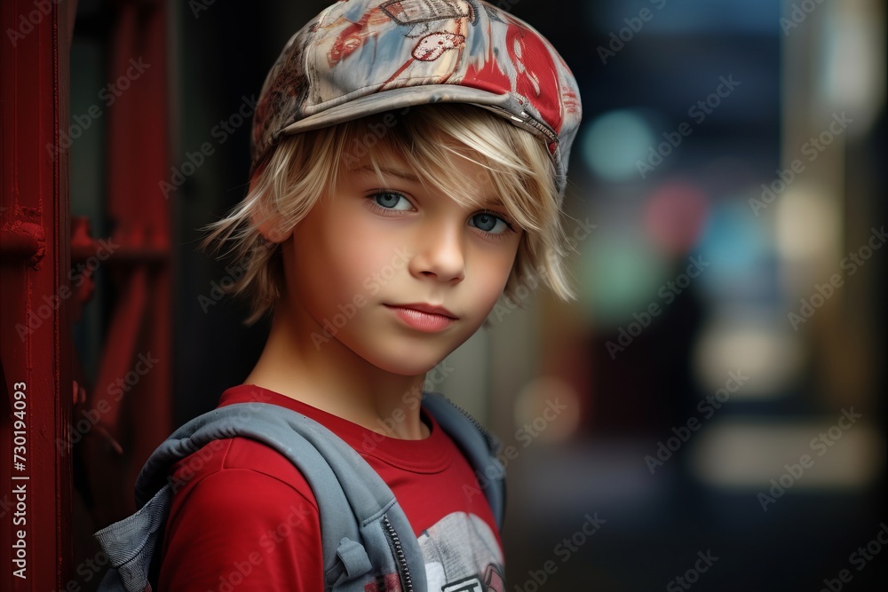 Portrait of a beautiful young boy in a cap. Fashion shot. Portrait of a beautiful young boy in a cap. Fashion shot.