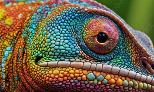 Color Explosion: Witness the Microscopic Splendor of a Vibrant Chameleon © bellart