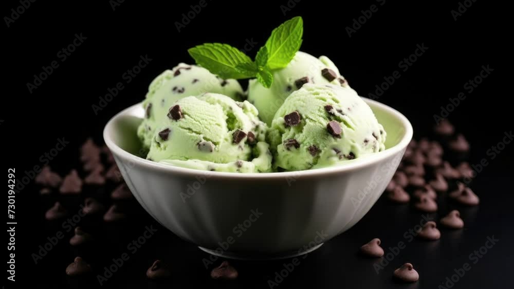 Zooming in on a Delicious Bowl of Mint Chocolate Chip Ice Cream