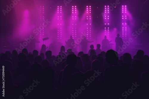purple toned image of crowd at music festival concert 